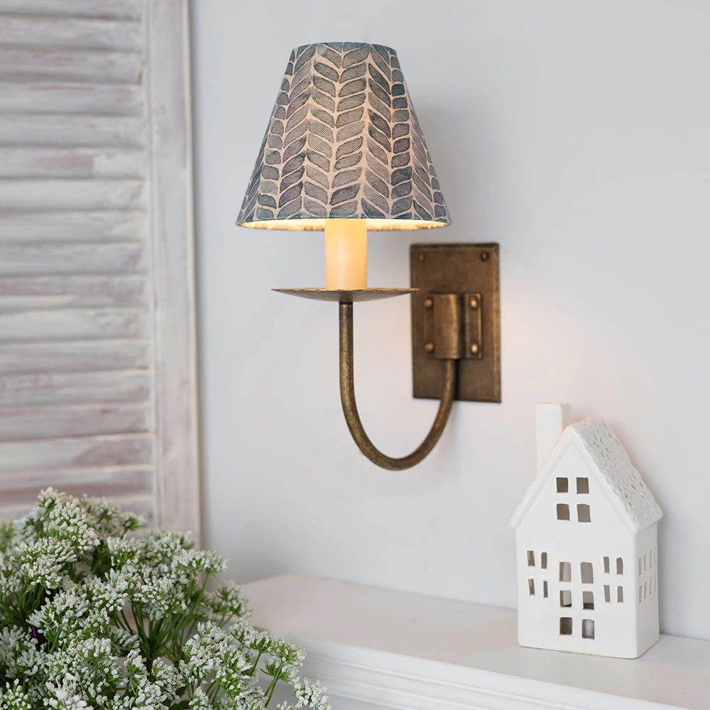 Candle Shade In Indigo Watercolour Leaf 2 Candle Shade In Indigo Watercolour Leaf - Image 2