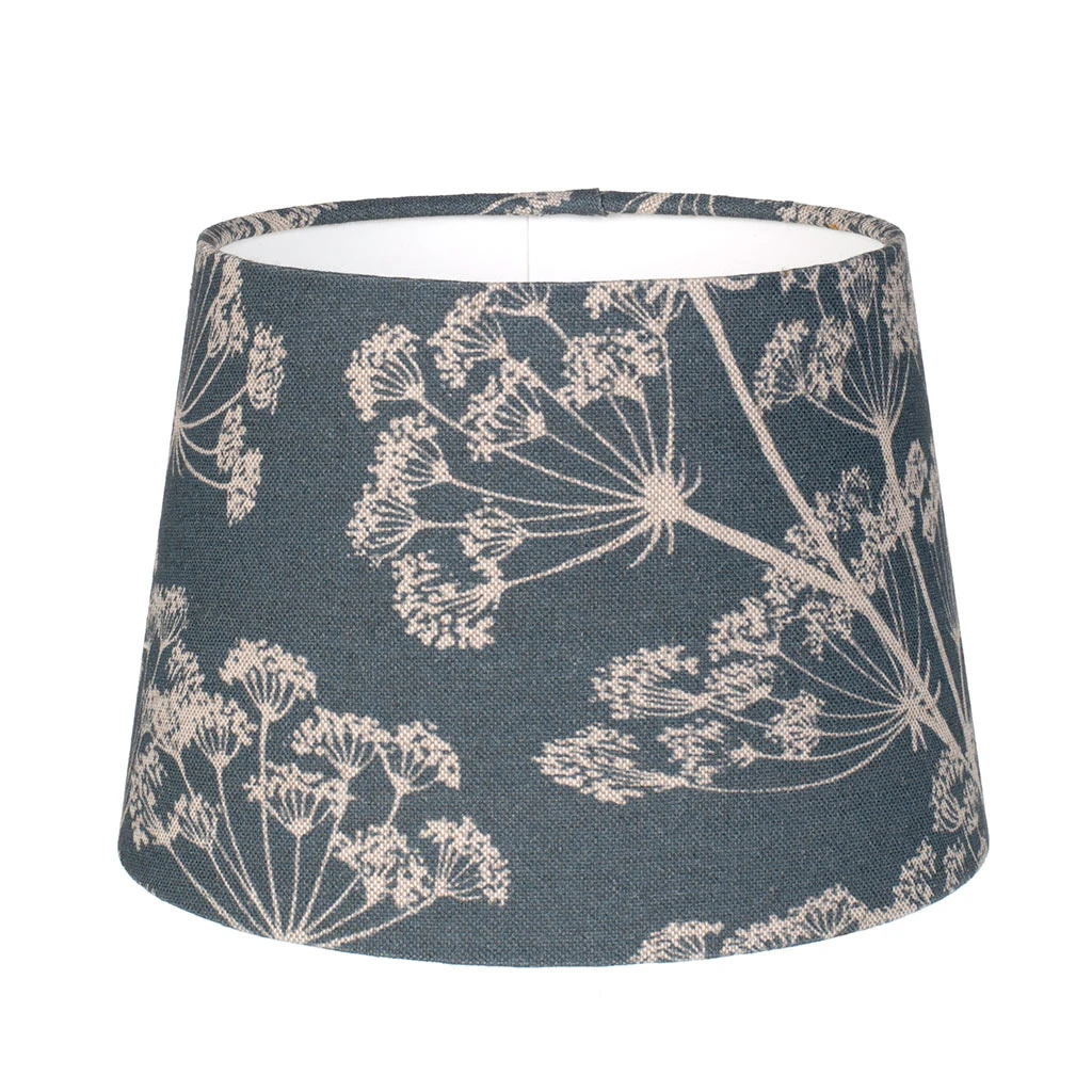 20cm Medium French Drum Shade In Indigo Cow Parsley 1 20cm Medium French Drum Shade In Indigo Cow Parsley