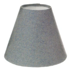 Candle Shade In Blue Herringbone Lovat Tweed