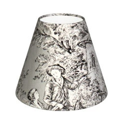 Candle Shade In Grey Pastoral Toile De Jouy