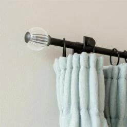 Fluted Glass Ball Finial For 12mm Pole In Beeswax -CURTAINS accessories Sale 4009bw 12