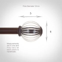 Fluted Glass Ball Finial For 12mm Pole In Beeswax -CURTAINS accessories Sale 4009bw 3