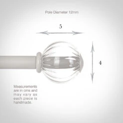 Fluted Glass Ball Finial For 12mm Pole In Clay -CURTAINS accessories Sale 4009cl 13