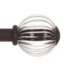 Fluted Glass Ball Finial For 12mm Pole In Matt Black