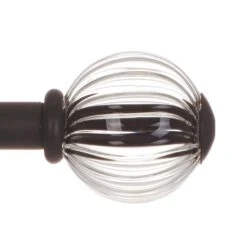 Fluted Glass Ball Finial For 12mm Pole In Matt Black