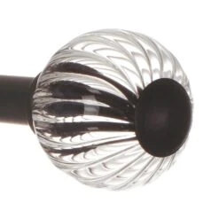 Fluted Glass Ball Finial For 12mm Pole In Matt Black -CURTAINS accessories Sale 4009mb 2