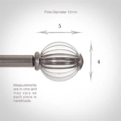 Fluted Glass Ball Finial For 12mm Pole In Mercury -CURTAINS accessories Sale 4009me 3