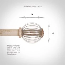 Fluted Glass Ball Finial For 12mm Pole Old Ivory -CURTAINS accessories Sale 4009oi 3