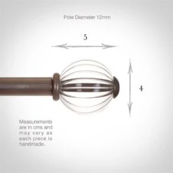 Fluted Glass Ball Finial For 12mm Pole In Polished -CURTAINS accessories Sale 4009po 3