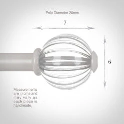 Fluted Glass Ball Finial For 20mm Pole In Clay -CURTAINS accessories Sale 4010cl 13