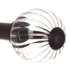 Fluted Glass Ball Finial For 20mm Pole In Matt Black -CURTAINS accessories Sale 4010mb 2