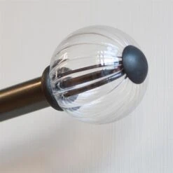 Fluted Glass Ball Finial For 20mm Pole In Matt Black -CURTAINS accessories Sale 4010mb 4
