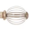 Fluted Glass Ball Finial For 20mm Pole In Old Ivory