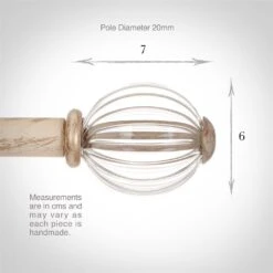 Fluted Glass Ball Finial For 20mm Pole In Old Ivory -CURTAINS accessories Sale 4010oi 3