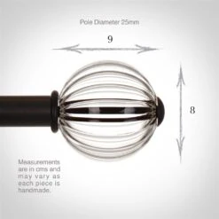 Fluted Glass Ball Finial For 25mm Pole In Beeswax -CURTAINS accessories Sale 4011bw 3