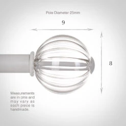 Fluted Glass Ball Finial For 25mm Pole In Clay -CURTAINS accessories Sale 4011cl 13