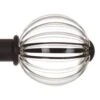 Fluted Glass Ball Finial For 25mm Pole In Matt Black