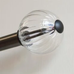 Fluted Glass Ball Finial For 25mm Pole In Matt Black -CURTAINS accessories Sale 4011mb 4