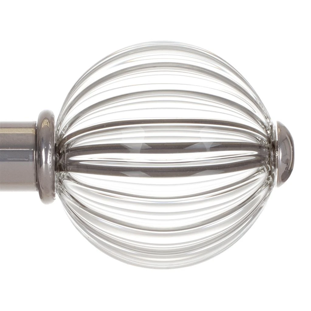 Fluted Glass Ball Finial For 25mm Pole In Mercury 1 Fluted Glass Ball Finial For 25mm Pole In Mercury