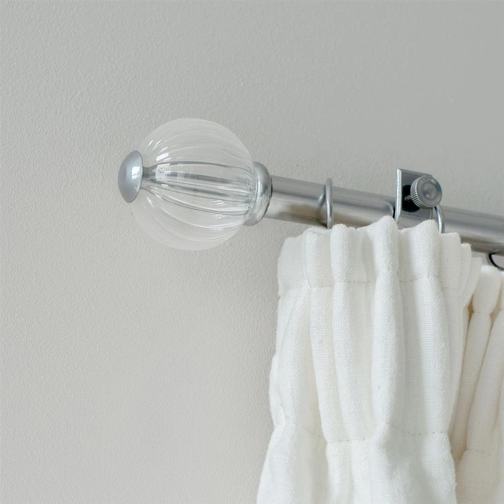 Fluted Glass Ball Finial For 25mm Pole In Mercury 2 Fluted Glass Ball Finial For 25mm Pole In Mercury - Image 2