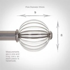 Fluted Glass Ball Finial For 25mm Pole In Mercury 7 Fluted Glass Ball Finial For 25mm Pole In Mercury -CURTAINS accessories Sale 4011me 3