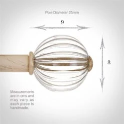 Fluted Glass Ball Finial For 25mm Pole In Old Ivory -CURTAINS accessories Sale 4011oi 3