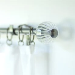 Fluted Glass Ball Finial For 25mm Pole In Polished -CURTAINS accessories Sale 4011po 4
