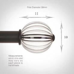 Fluted Glass Ball Finial For 38mm Pole In Beeswax -CURTAINS accessories Sale 4012bw 13