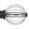 Fluted Glass Ball Finial For 38mm Pole In Matt Black