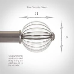 Fluted Glass Ball Finial For 38mm Pole In Mercury -CURTAINS accessories Sale 4012me 3