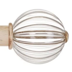 Fluted Glass Ball Finial For 38mm Pole In Old Ivory