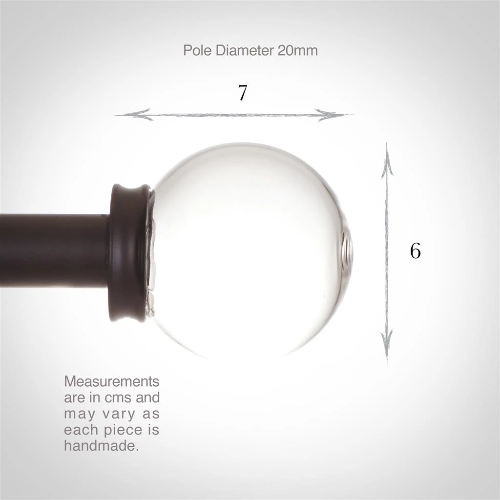 Glass Finial For 20mm Pole In Matt Black 4 Glass Finial For 20mm Pole In Matt Black - Image 4