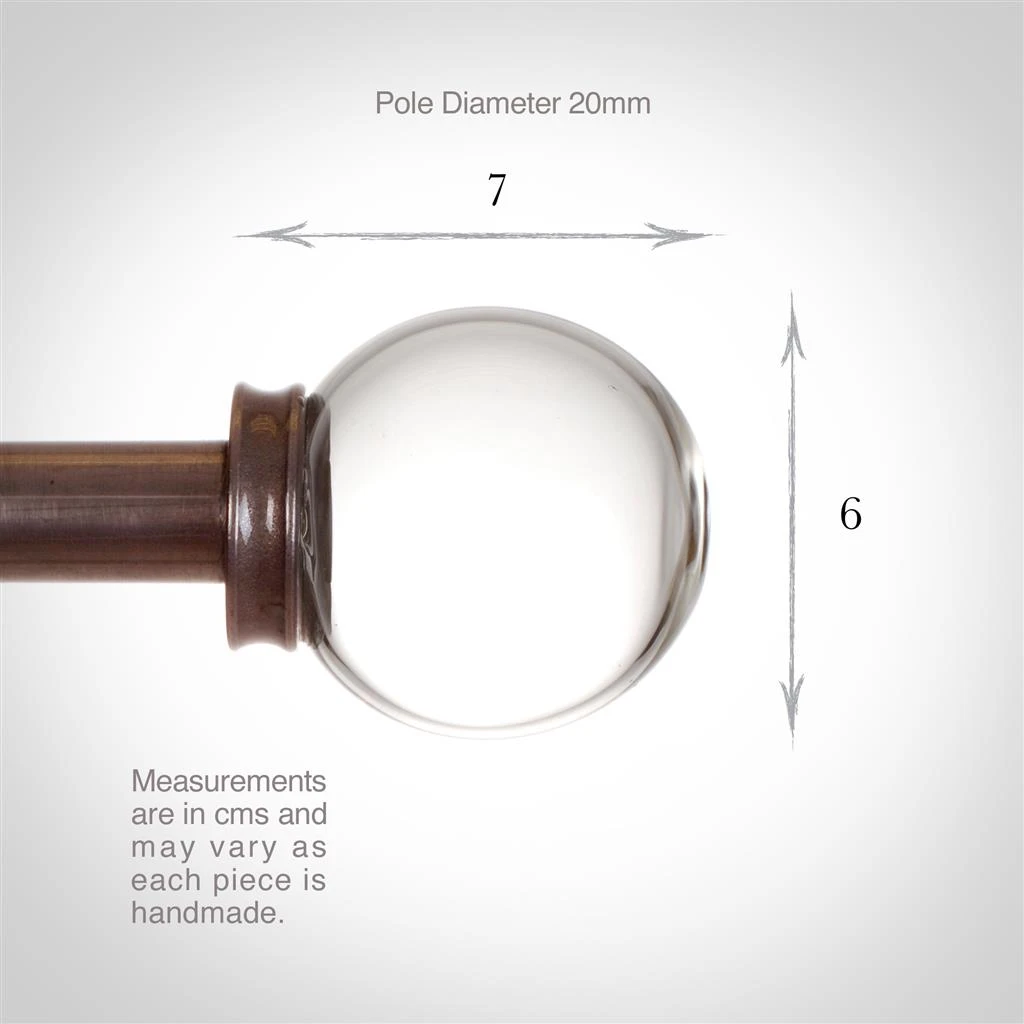 Glass Finial For 20mm Pole In Polished 4 Glass Finial For 20mm Pole In Polished - Image 4