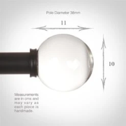 38mm Glass Finial In Matt Black -CURTAINS accessories Sale 453mb 3