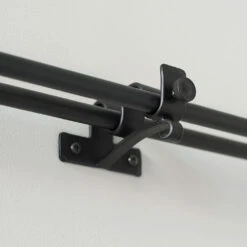 12/12mm Double Pole Centre Bracket In Matt Black -CURTAINS accessories Sale 6001mb 12 1