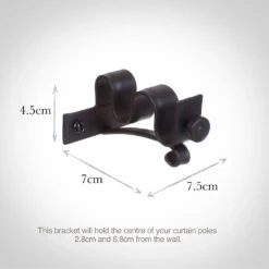 12/12mm Double Pole Centre Bracket In Matt Black -CURTAINS accessories Sale 6001mb 13