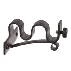 12/12mm Double Pole Centre Bracket In Matt Black -CURTAINS accessories Sale 6001mb 20