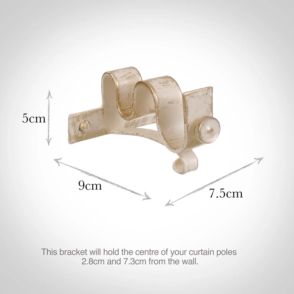 20/12mm Double Pole Centre Bracket In Old Ivory 3 20/12mm Double Pole Centre Bracket In Old Ivory - Image 3