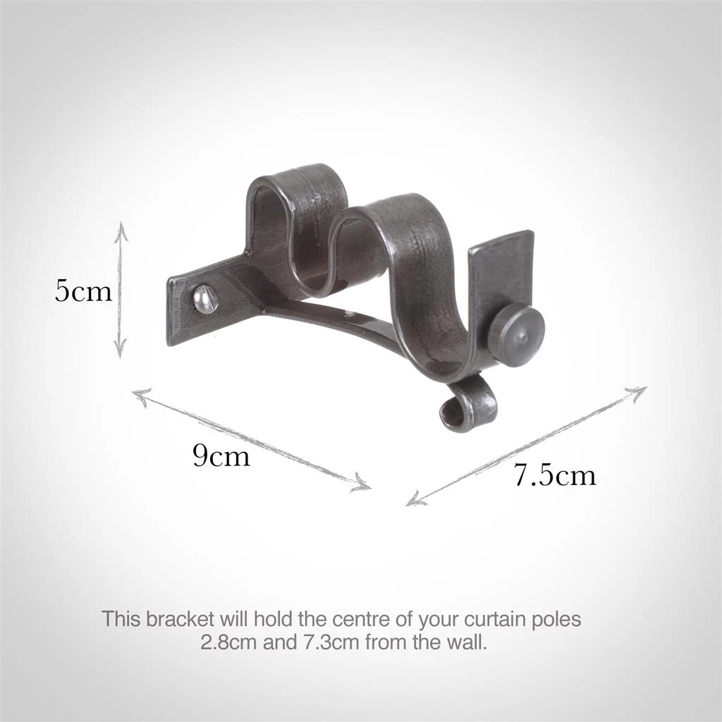 20/12mm Double Pole Centre Bracket In Polished 2 20/12mm Double Pole Centre Bracket In Polished - Image 2