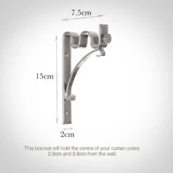 12/12mm Double Pole Standard Bracket In Mercury 6 12/12mm Double Pole Standard Bracket In Mercury -CURTAINS accessories Sale 6005me 13