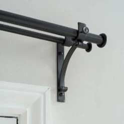 20/12mm Double Pole Standard Bracket In Matt Black -CURTAINS accessories Sale 6006mb 12 1