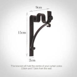 20/12mm Double Pole Standard Bracket In Matt Black -CURTAINS accessories Sale 6006mb 13