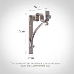 20/12mm Double Pole Standard Bracket In Mercury -CURTAINS accessories Sale 6006me 13