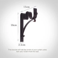 38/20mm Double Pole Standard Bracket In Matt Black 7 38/20mm Double Pole Standard Bracket In Matt Black -CURTAINS accessories Sale 6008mb 13