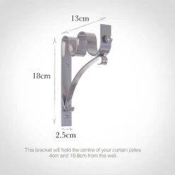 38/20mm Double Pole Standard Bracket In Mercury -CURTAINS accessories Sale 6008me 13