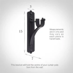 20mm Brett Standard Bracket In Matt Black -CURTAINS accessories Sale 6009mb 13