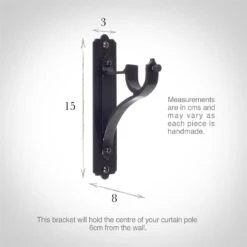 25mm Brett Standard Bracket In Matt Black -CURTAINS accessories Sale 6010mb 13