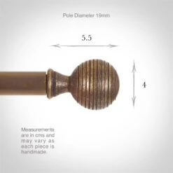 19mm Brass Reeded Ball Finial In Antiqued Brass -CURTAINS accessories Sale 6057ab 3