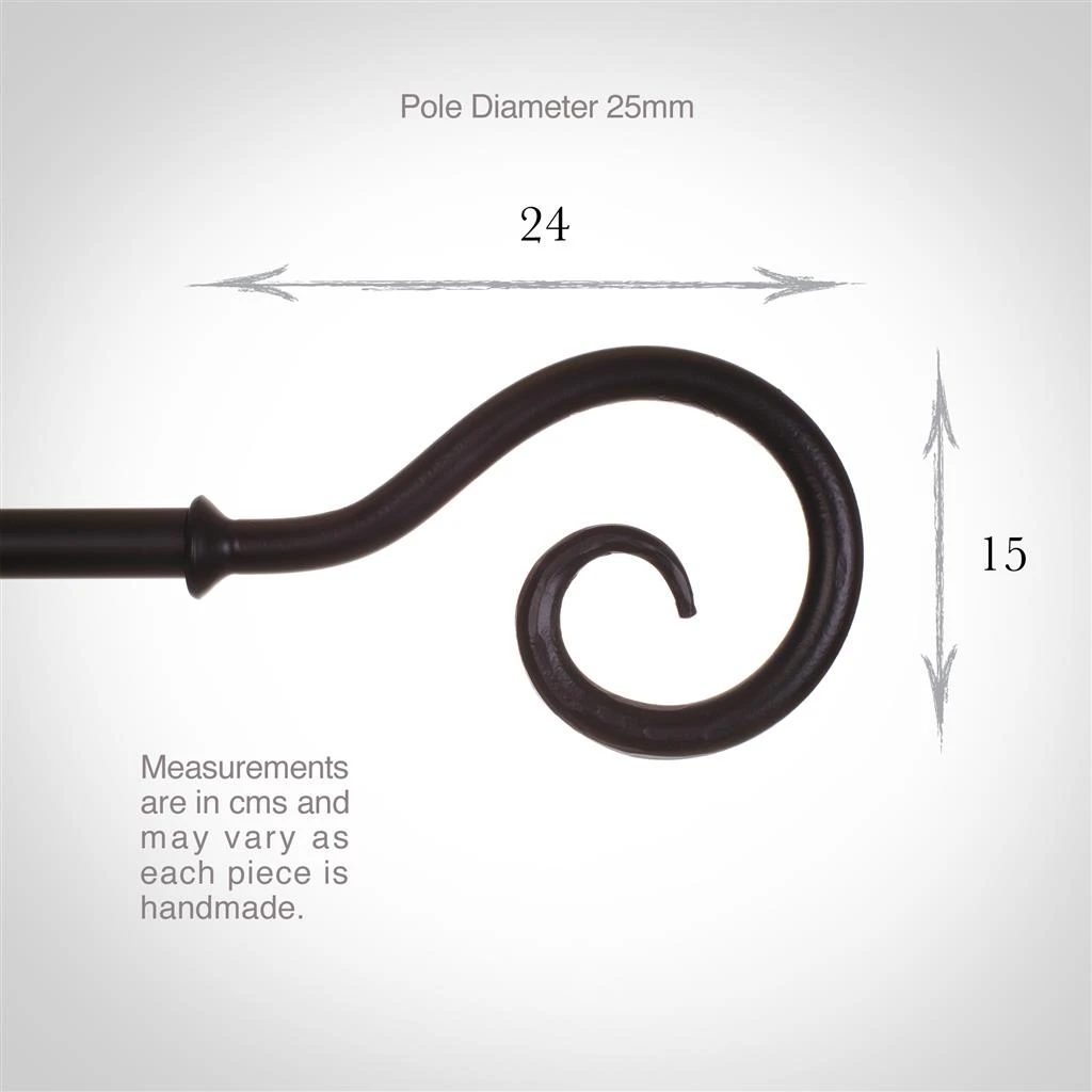 25mm Bishop's Crook Finial In Matt Black 4 25mm Bishop's Crook Finial In Matt Black - Image 4