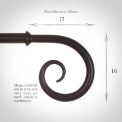 25mm Crook Finial In Matt Black -CURTAINS accessories Sale 607mb 3